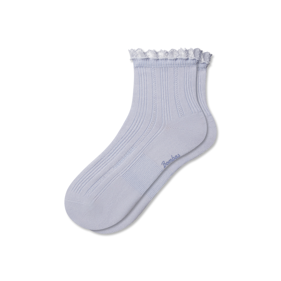 Women's Ruffle Lace Quarter Socks - Breathable Low Cut Step