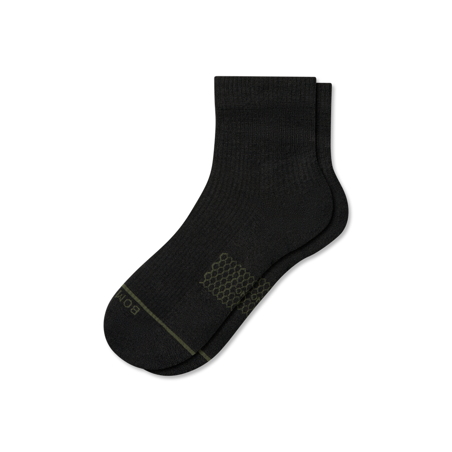Women's Merino Wool Blend Modern Rib Quarter Socks - Soft Ankle Pair