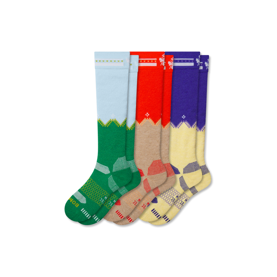 Youth Full-Cushion Merino Wool Blend Ski & Snowboard Sock 3-Pack - Classic Office Rotation