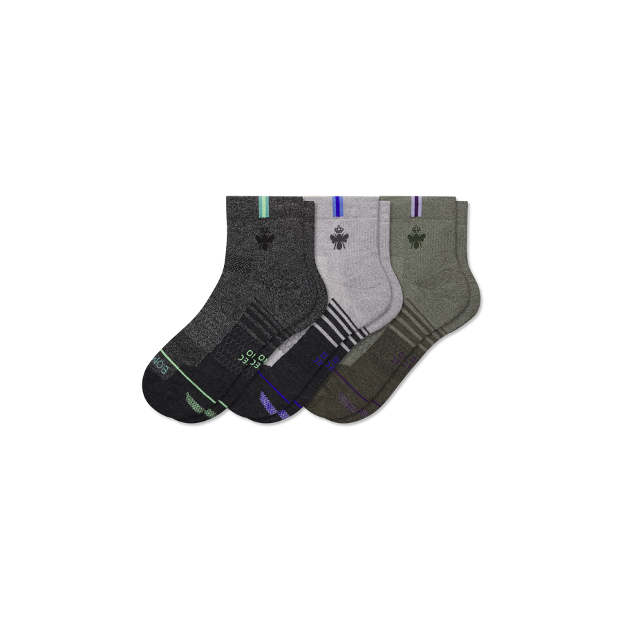 Women's Merino Wool Blend Run Quarter Sock 3-Pack - Cozy Recovery Fit