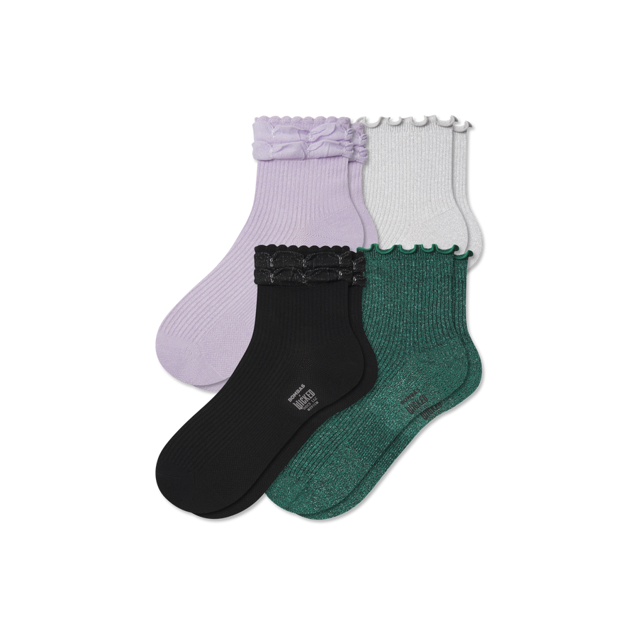 Wicked x Bombas Ruffle Quarter Sock 4-Pack - Everyday Run Support