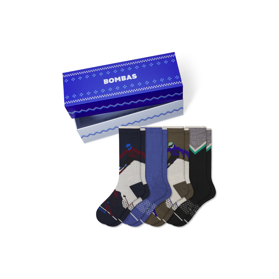 Men's Merino Wool Blend Calf Sock 4-Pack Gift Box - Gift Travel Stash
