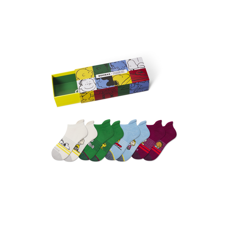 Peanuts x Bombas: Youth Ankle Sock 4-Pack Gift Box - Smart Gift Pack