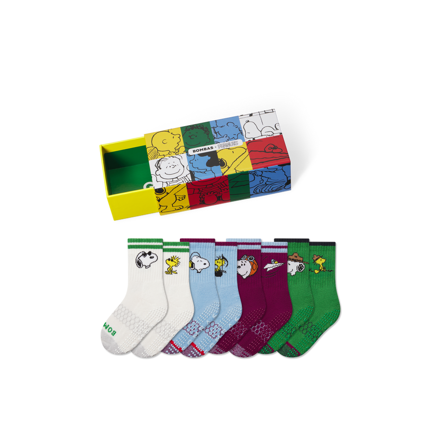 Peanuts x Bombas: Junior Gripper Calf Sock 4-Pack Gift Box - Clean Wrap