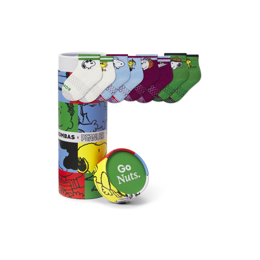 Peanuts x Bombas: Toddler Gripper Calf Sock 4-Pack Gift Box - Outdoor Stash Storage