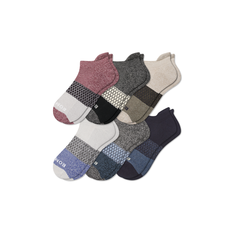 Men’s Tri-Block Ankle Sock 6-pack - Daily Low Cut Comfort