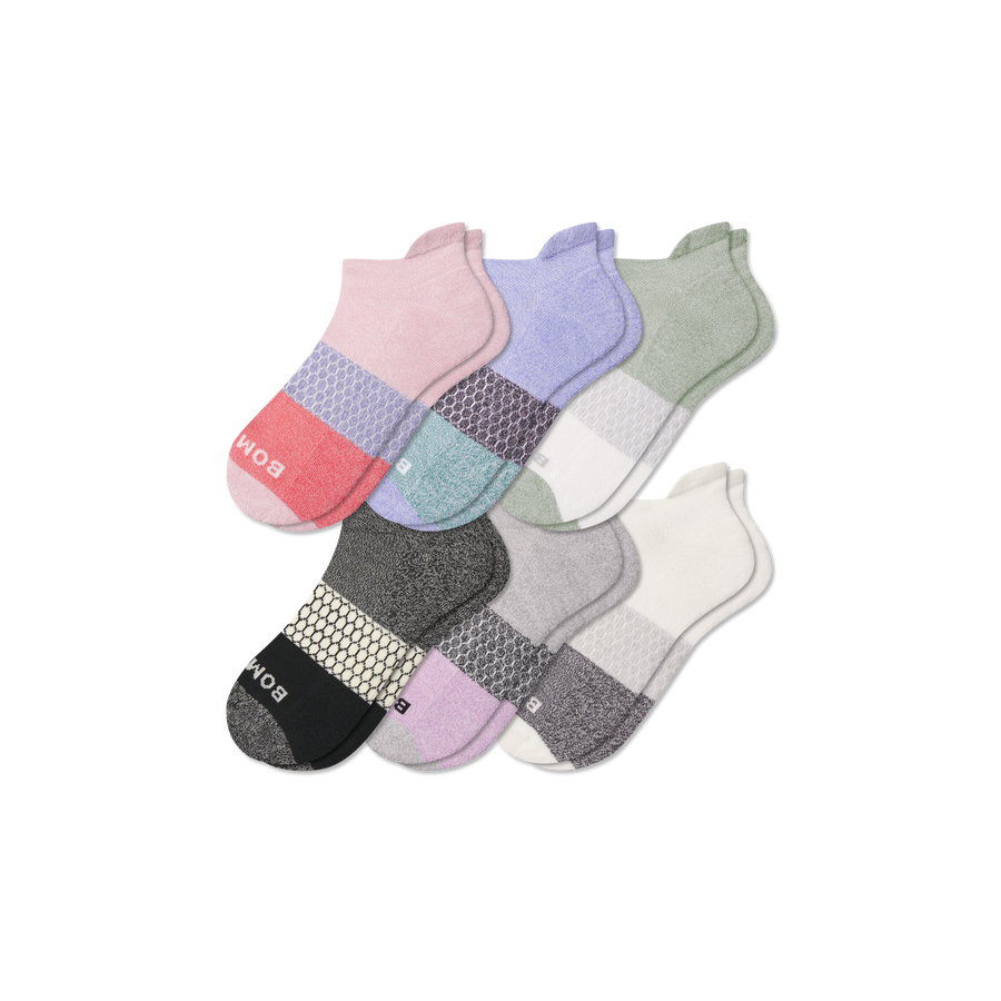 Women's Tri-Block Ankle Sock 6-Pack - Comfort Run Step