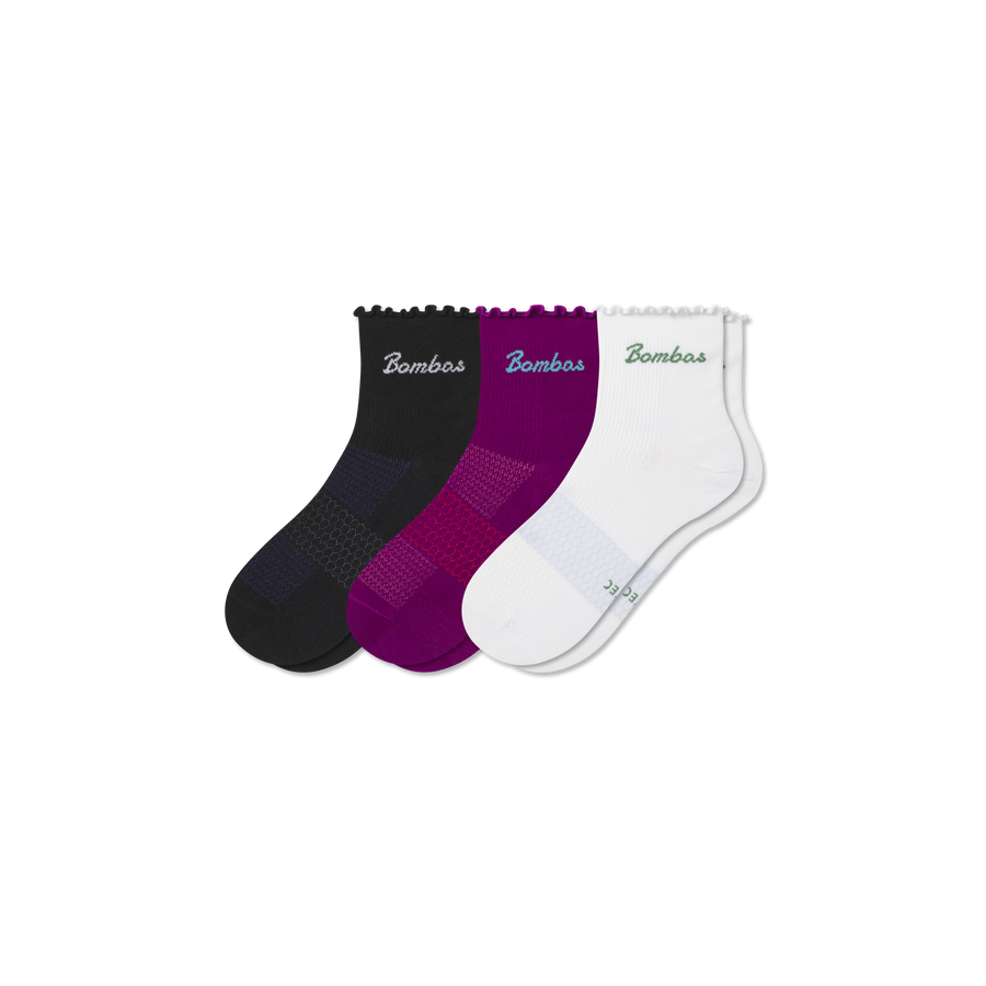 Women’s UltraLite Ruffle Sport Quarter Sock 3-Pack - Fresh Crew Step