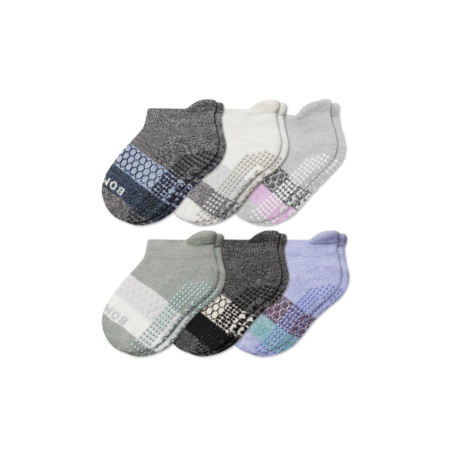 Toddler Tri-Block Gripper Ankle Sock 6-Pack - Easy Everyday Comfort
