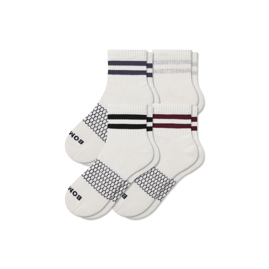 Men's Vintage Stripes Quarter Sock 4-Pack - Everyday Travel Wear