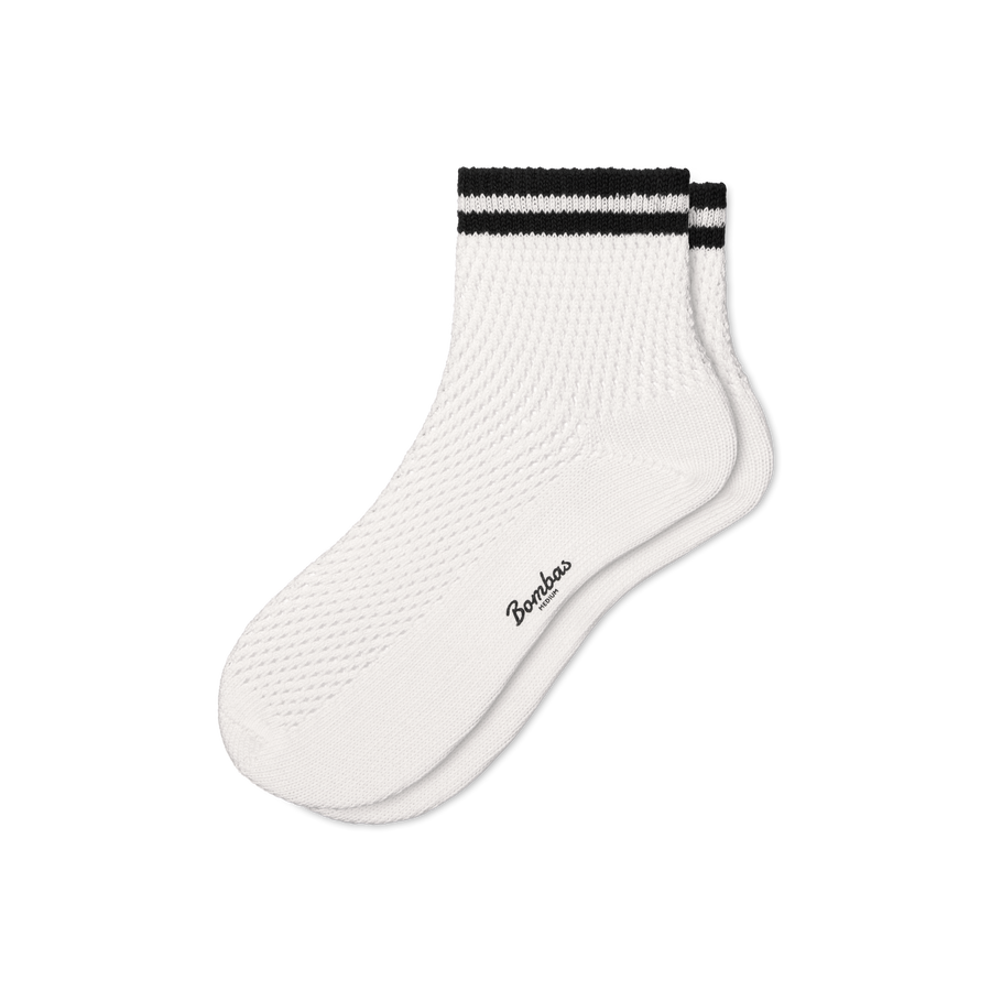 Women's Vintage Stripes Open Knit Quarter Socks - Everyday Weekend Comfort