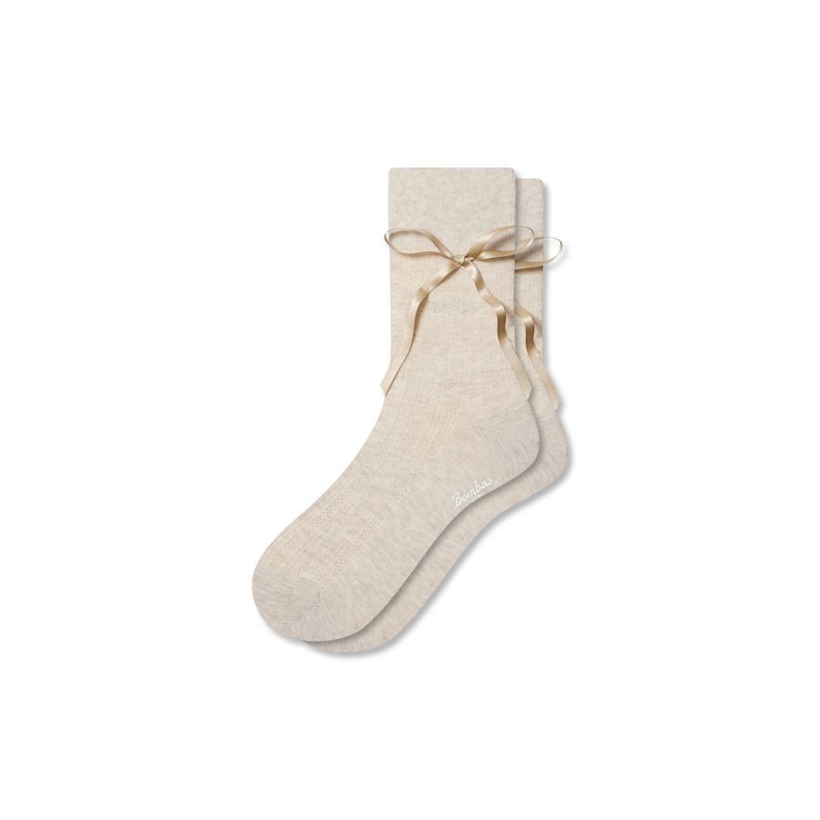 Women’s Pointelle Bow Half Calf Socks - Cushion Crew Step