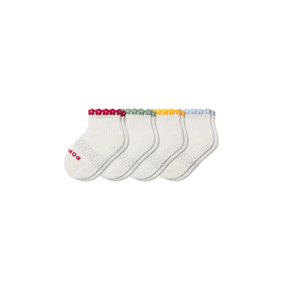 Toddler Daisy Chain Gripper Calf Sock 4-Pack - Comfort Shift Wear