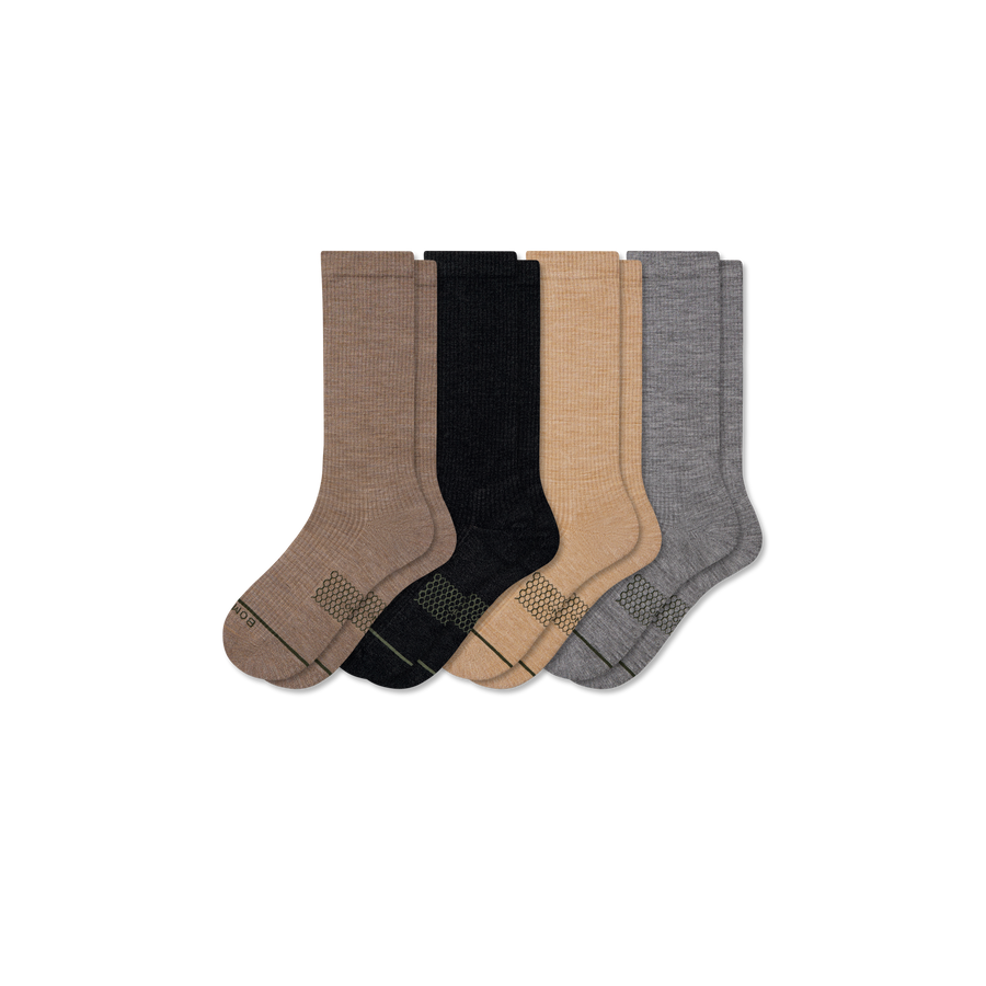 Men's Merino Wool Blend Modern Rib Calf Sock 4-Pack - Smooth Office Cushion
