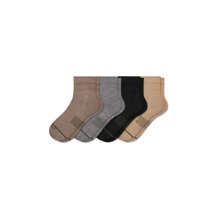 Women's Merino Wool Blend Modern Rib Quarter Sock 4-Pack - Steady Everyday Rotation