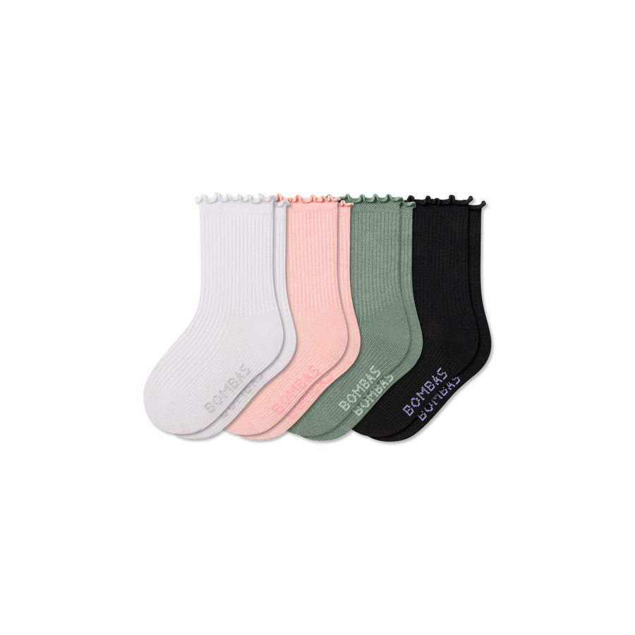 Junior Ruffle Rib Calf Sock 4-Pack - Soft Everyday Comfort