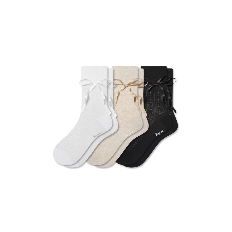Women’s Pointelle Bow Half Calf Sock 3-Pack - Modern Recovery Wear