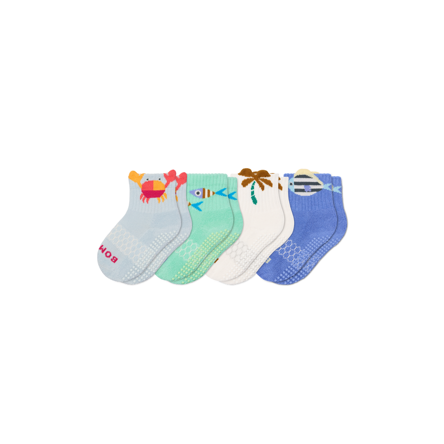 Toddler Seaside Gripper Calf Sock 4-Pack - Fresh Trail Move