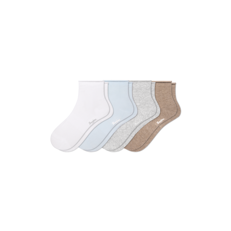 Women’s Roll Top Quarter Sock 4-Pack - Fresh Travel Cushion