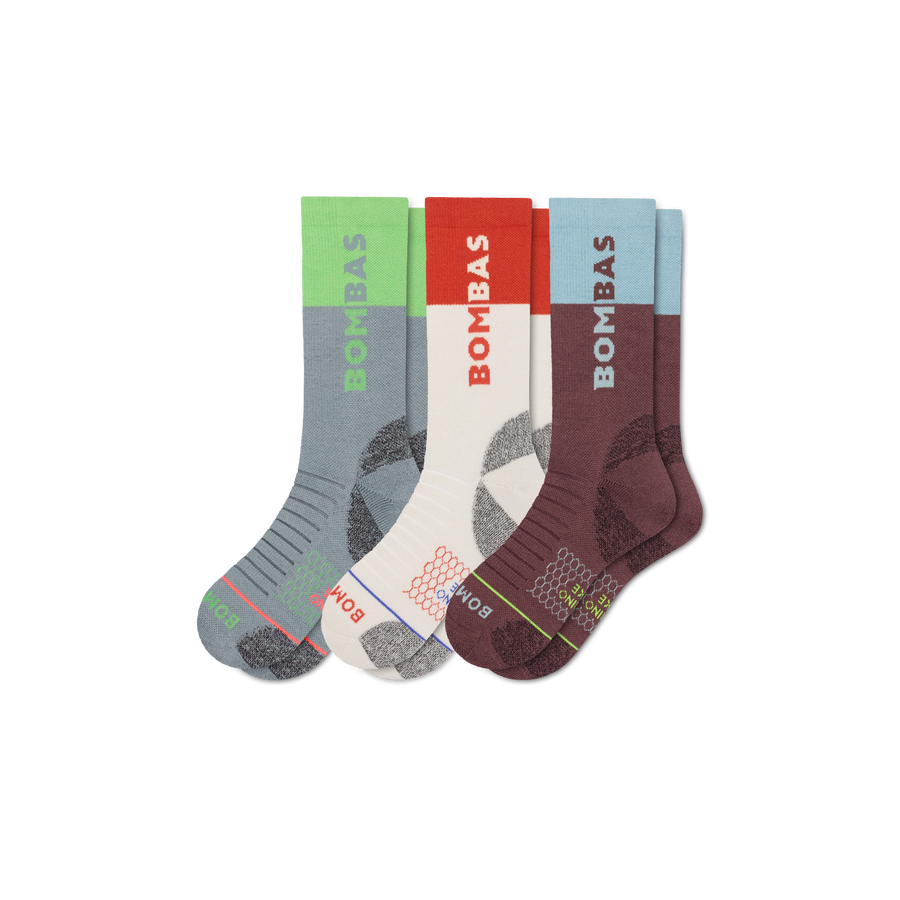 Men's Merino Wool Blend Hiking Calf Sock 3-Pack - Classic Run Move