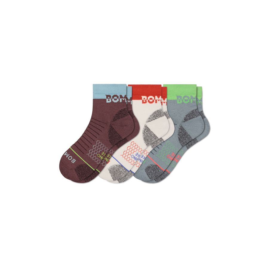Men's Merino Wool Blend Hiking Quarter Sock 3-Pack - Everyday Low Cut Support