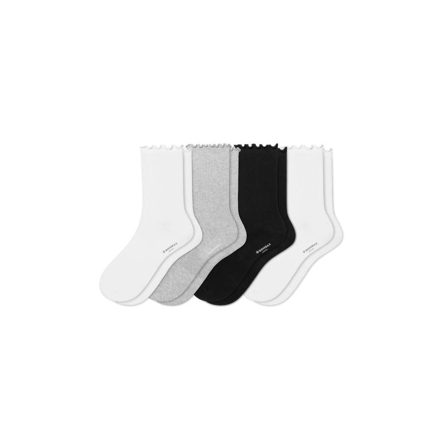 Women's Ruffle Rib Half Calf Sock 4-Pack - Daily Run Step