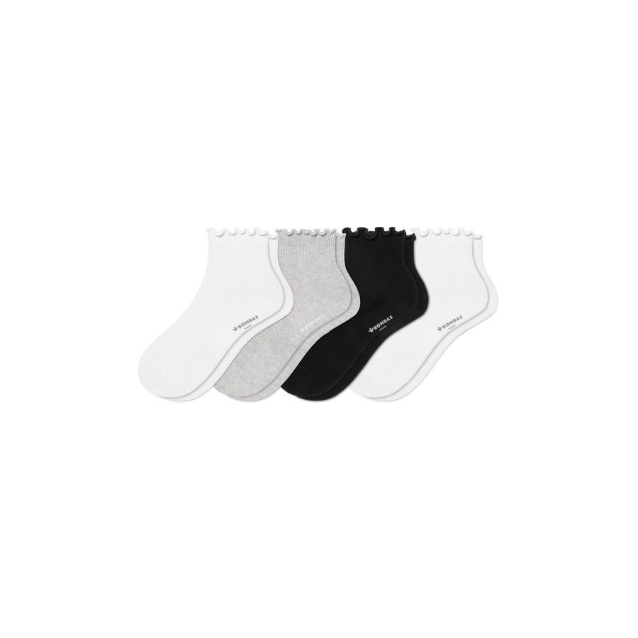 Youth Ruffle Rib Quarter Sock 4-Pack - Modern Everyday Rotation