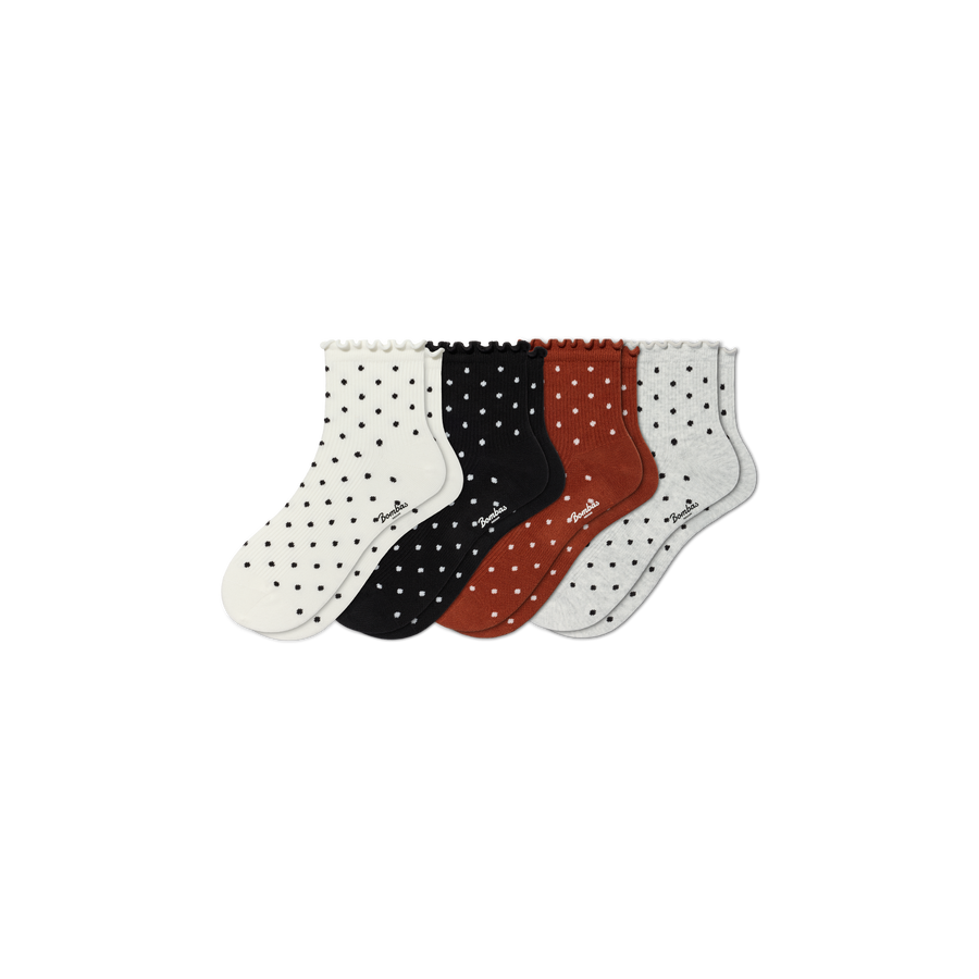 Women's Ruffle Rib Quarter Sock 4-Pack - Cozy Office Cushion