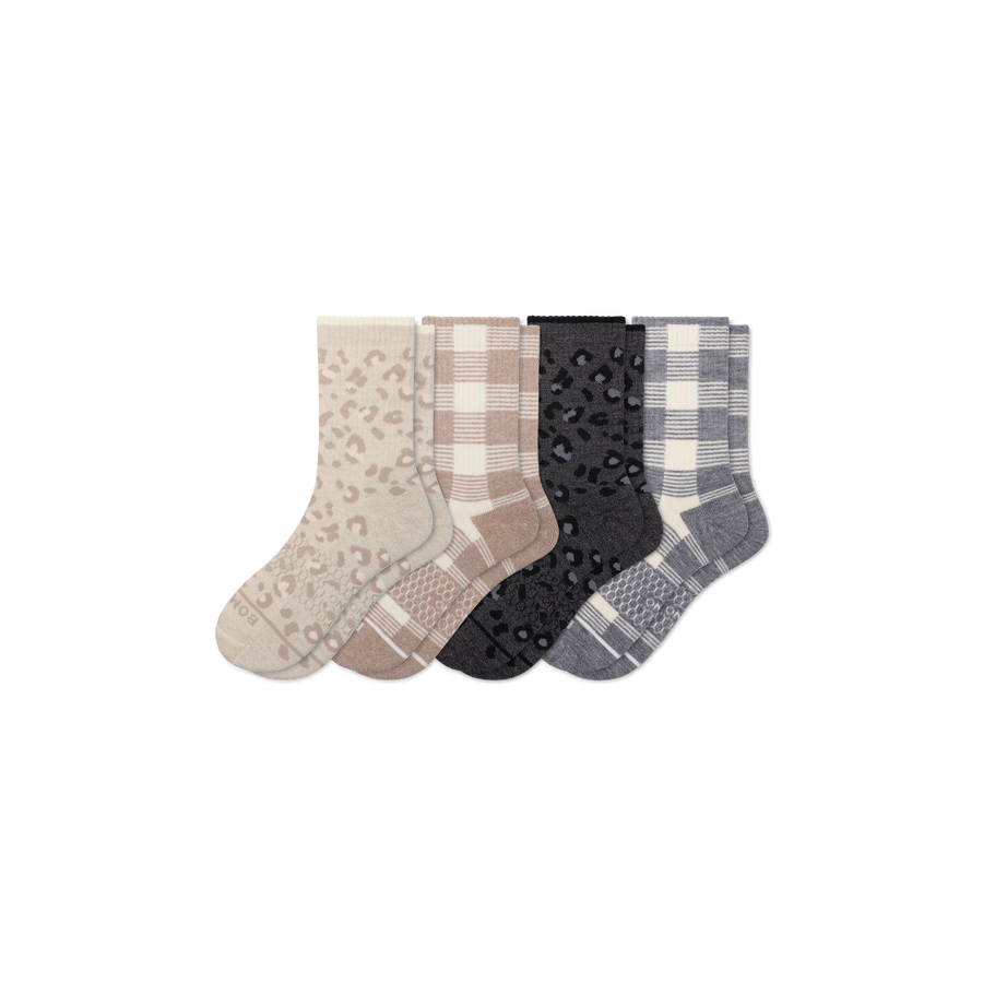 Women's Merino Wool Blend Half Calf Sock 4-Pack - Cushion Home Rotation