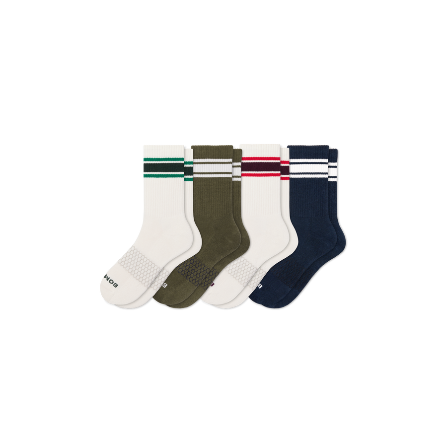 Men's Vintage Stripes Half Calf Sock 4-Pack - Trail School Cushion