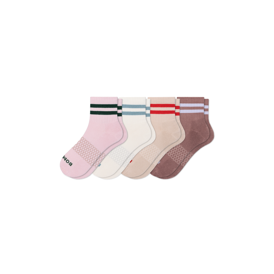 Women's Vintage Stripes Quarter Sock 4-Pack - Studio No Show Pair