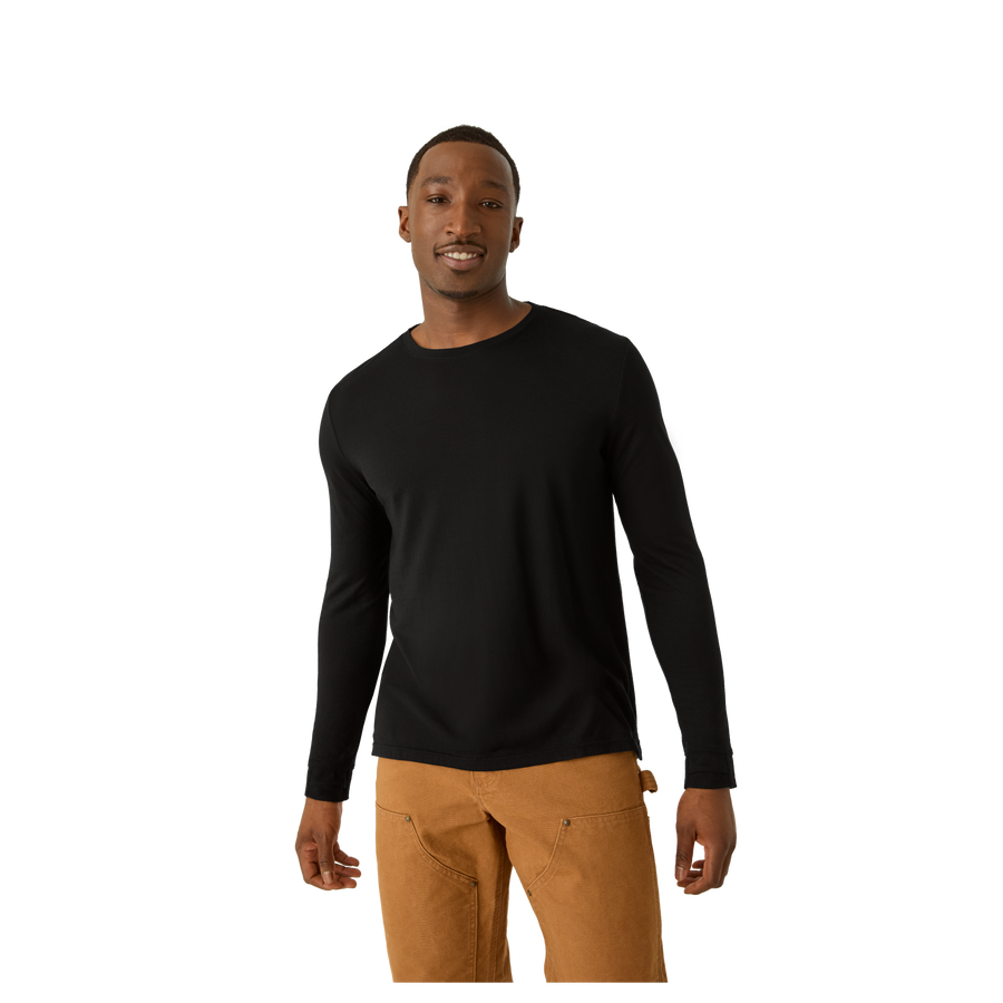 Men's Merino Wool Blend Crew Neck Long Sleeve T-Shirt - Motion Race Support