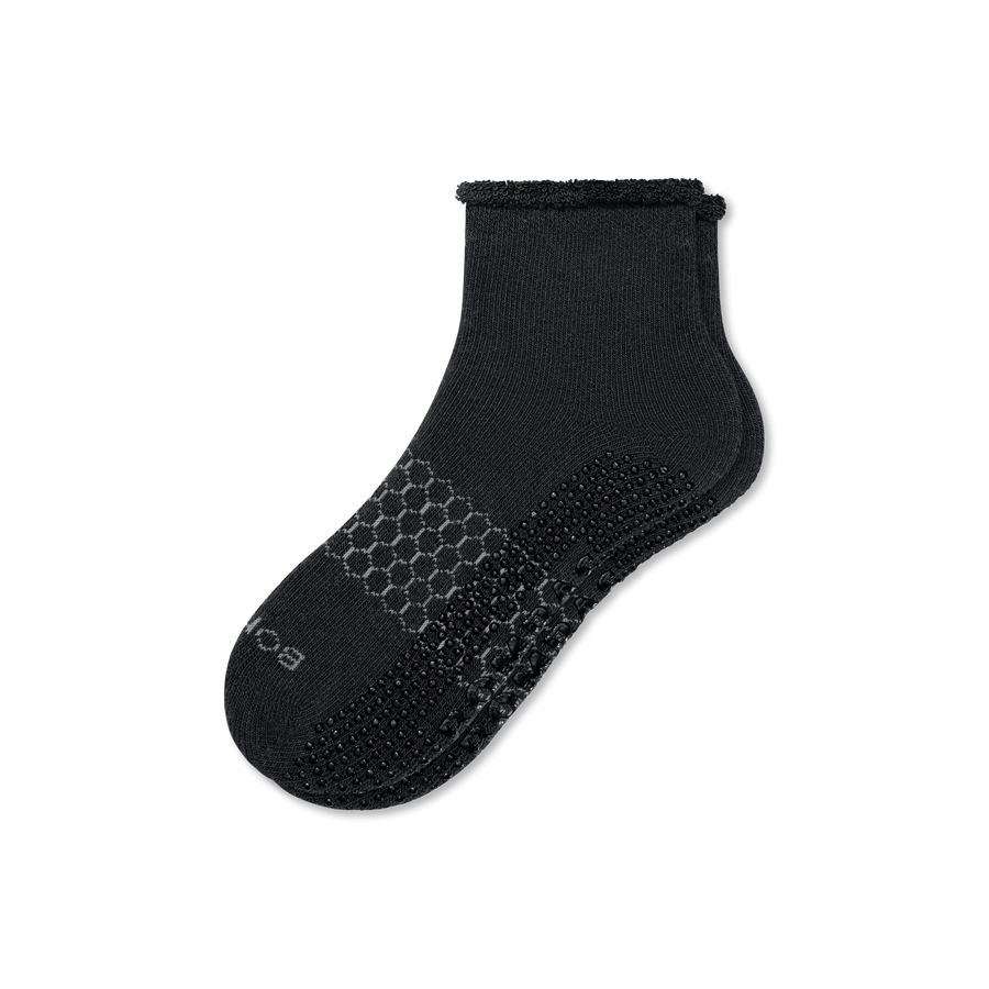 Men's Merino Wool Blend Roll-Top Gripper House Socks - Daily Office Comfort