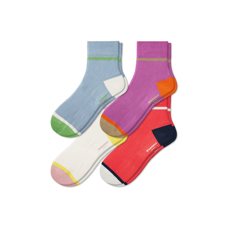 Women's Lightweight Ribbed Quarter Sock 4-Pack - Cozy Studio Pair