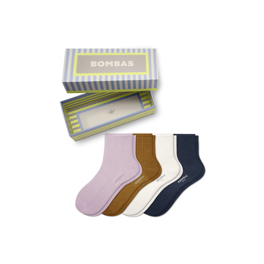 Women's Pointelle Quarter Sock 4-Pack Gift Box - Drawer Gift