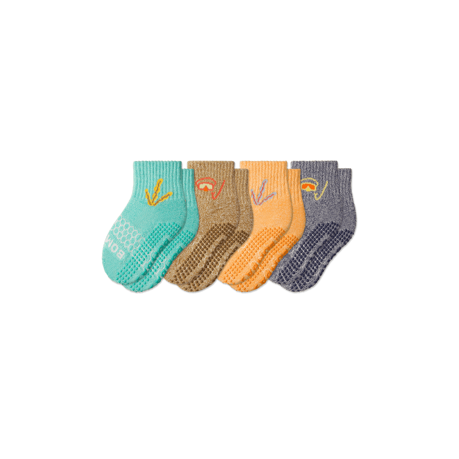 Toddler Aquatic Gripper Calf Sock 4-Pack - Light Crew Pair