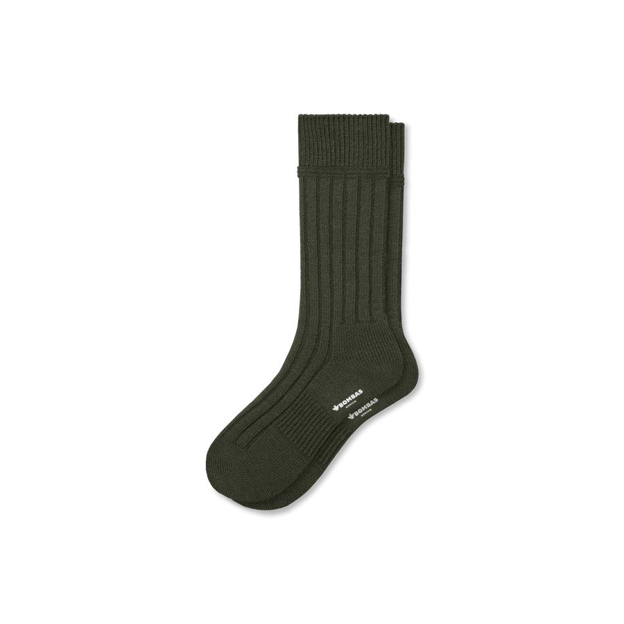 Men's Merino Cashmere Blend Rib Calf Socks - Modern Trail Move