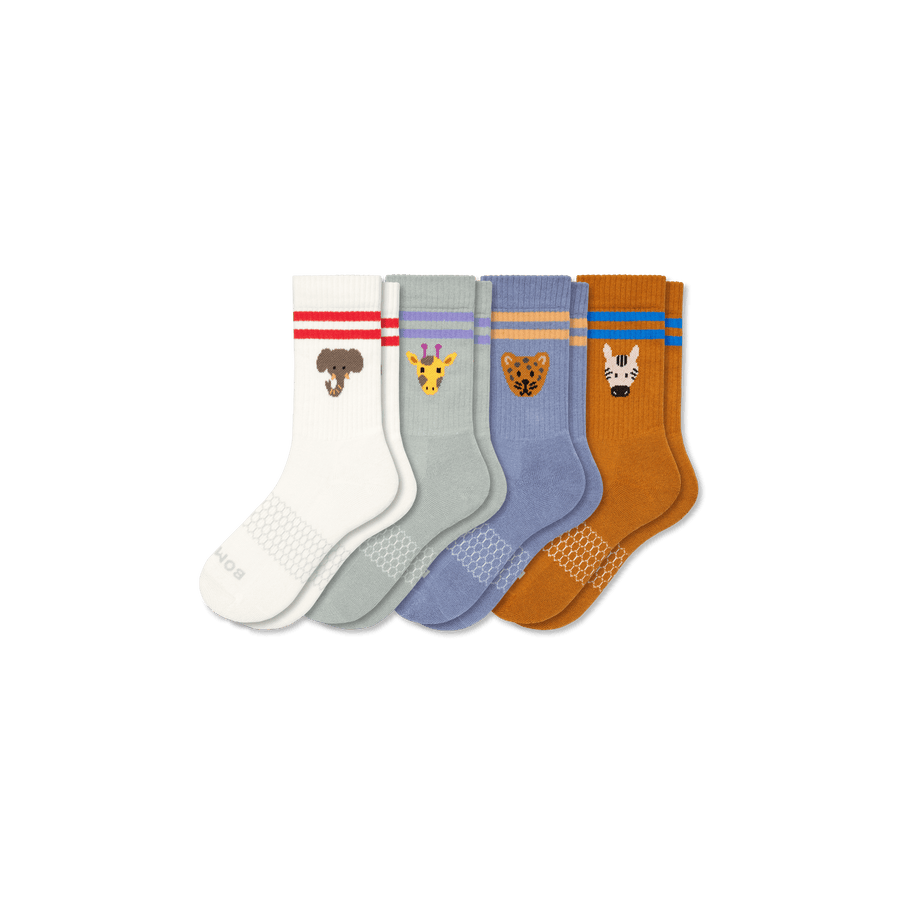 Youth Safari Stripe Calf Sock 4-Pack - Classic Court Step