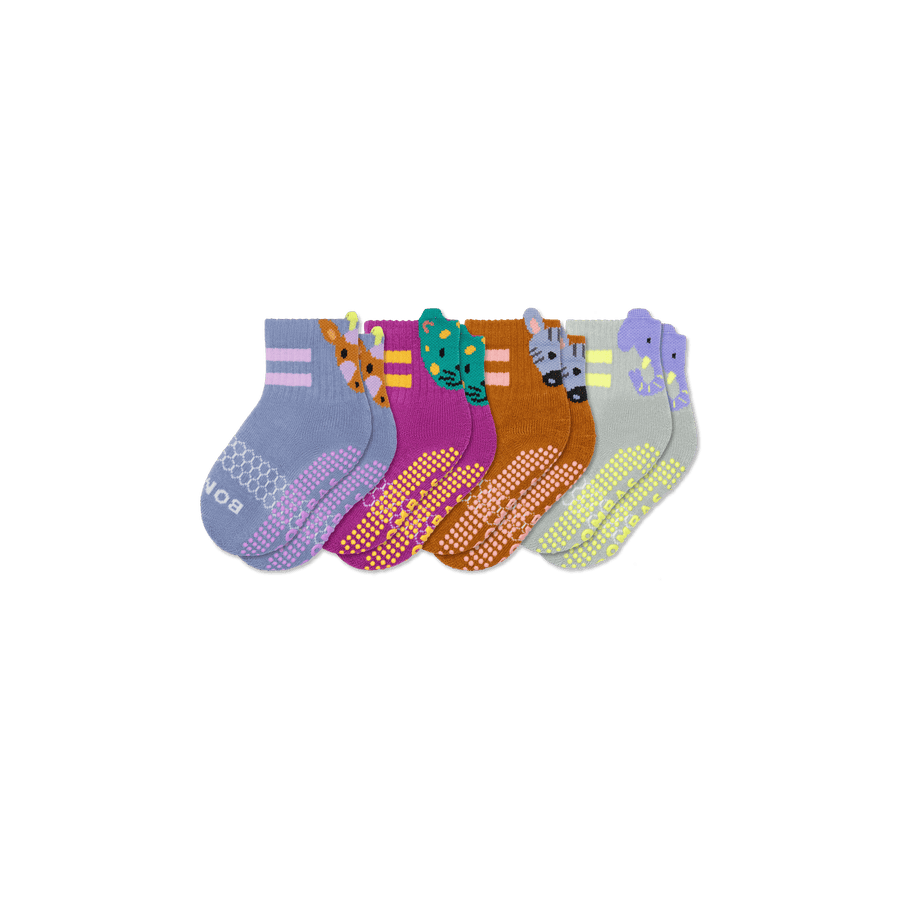Toddler Safari Stripe Gripper Calf Sock 4-Pack - Run Travel Step