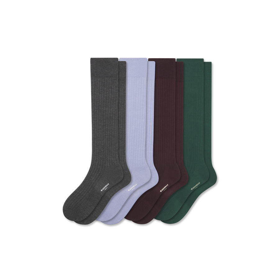 Men's Ribbed Dress Over the Calf Sock 4-Pack - Active Crew Wear