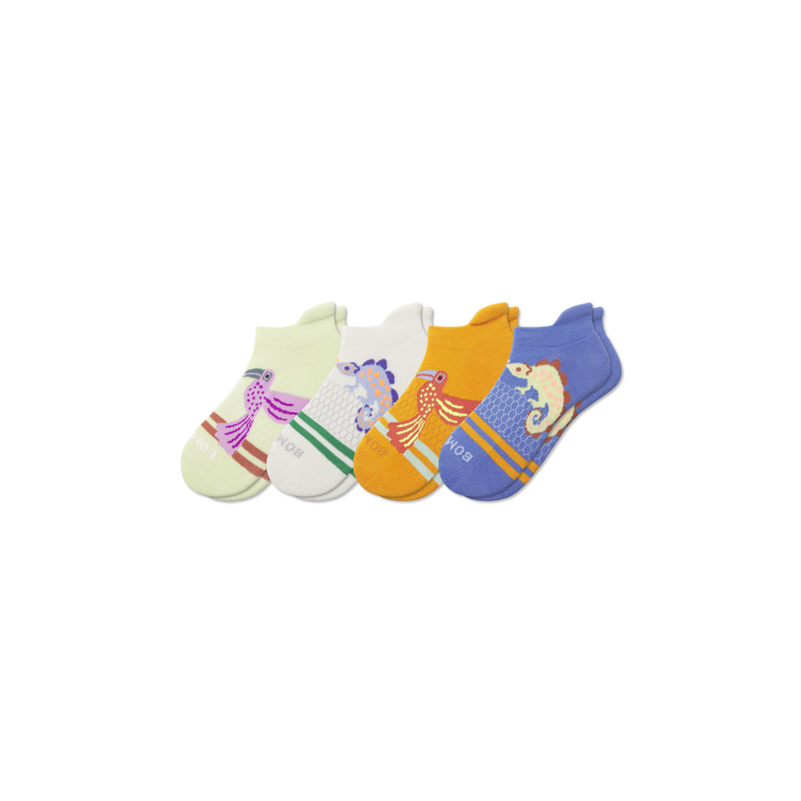 Youth Rainforest Friends Ankle Sock 4-Pack - Classic Low Cut Cushion