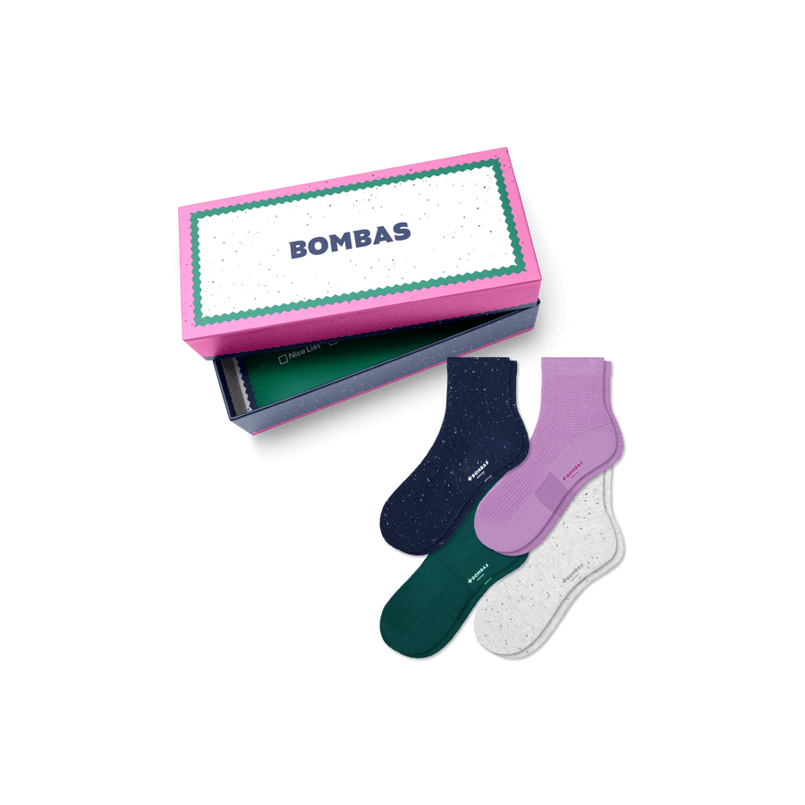 Women's Lightweight Quarter Sock 4-Pack Gift Box - Party Ready