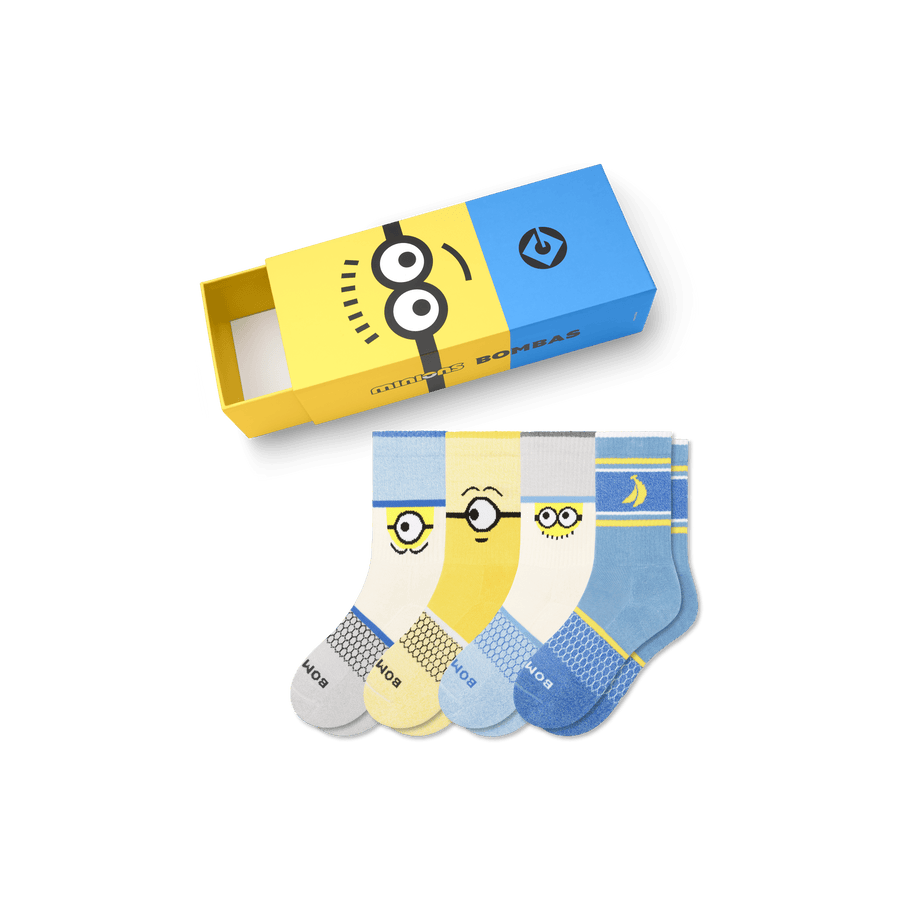 Youth Minions Calf Sock 4-Pack Gift Box - Holiday Ready