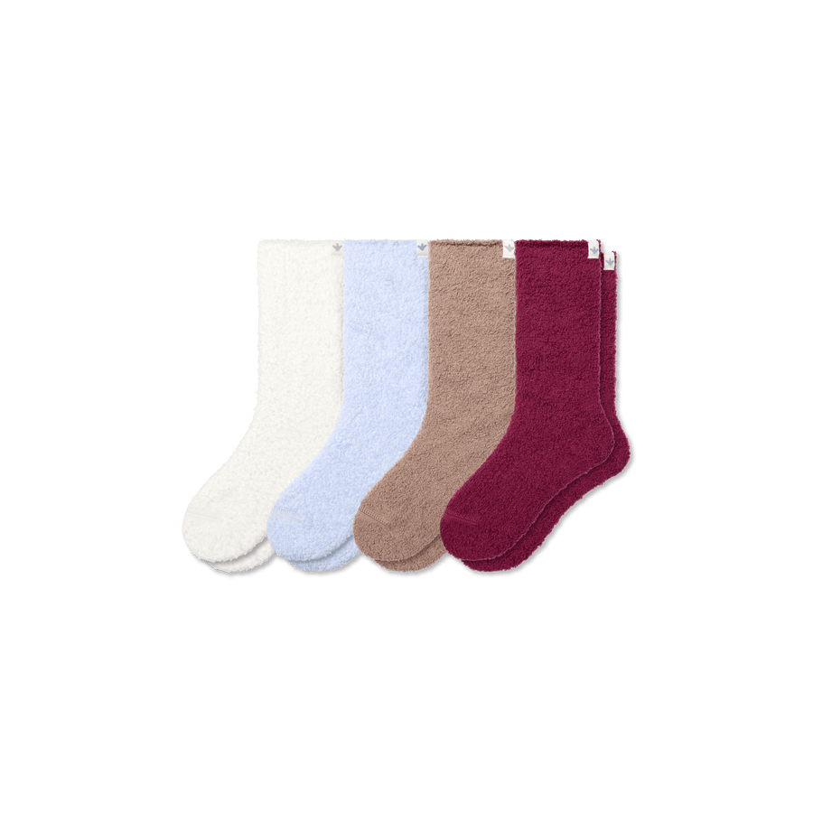 Youth Fuzzy Sock 4-Pack - Soft Crew Support