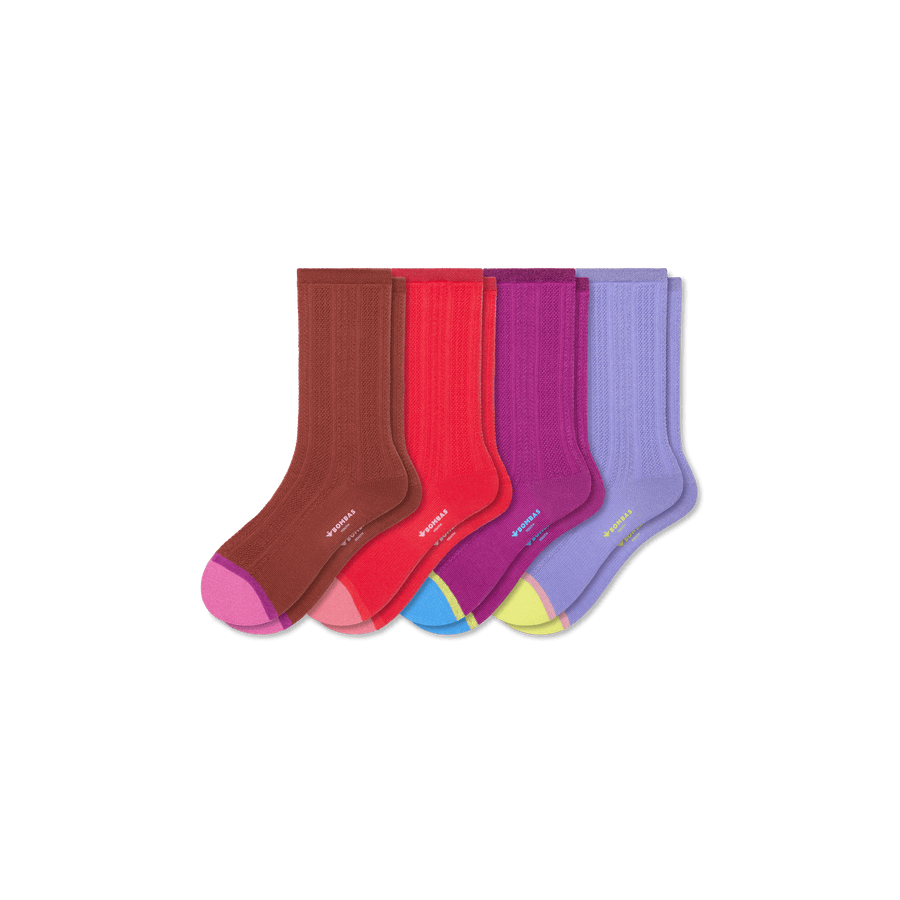 Youth Pointelle Calf Sock 4-Pack - Cushion Recovery Rotation