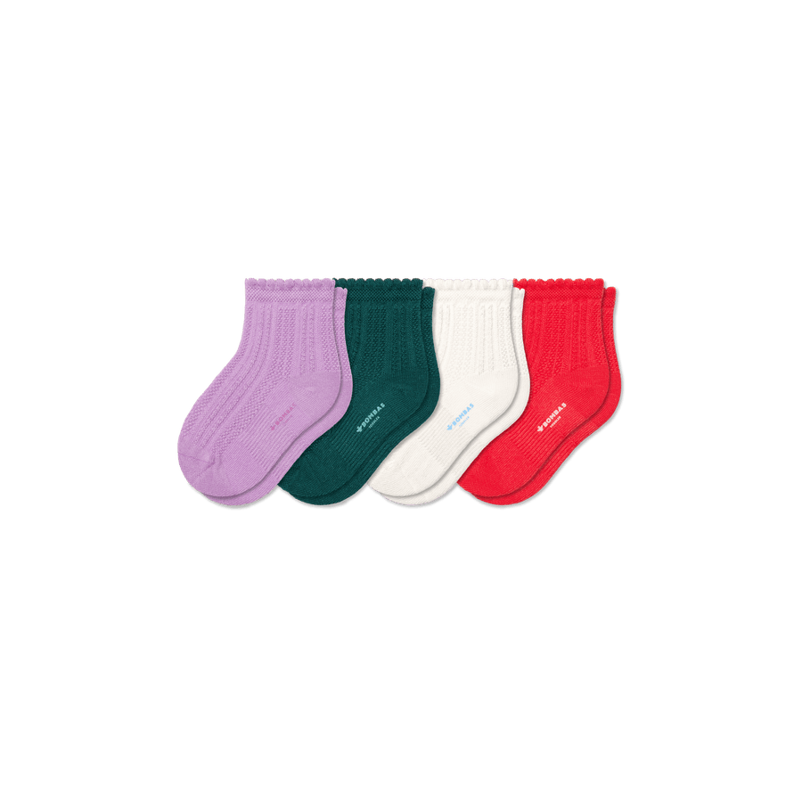 Toddler Pointelle Calf Sock 4-Pack - Steady Everyday Cushion