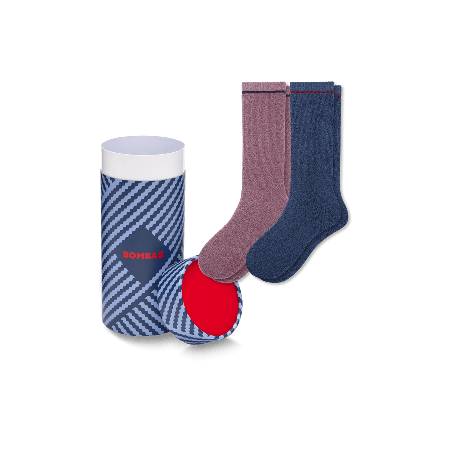 Men's Merino Wool Blend Cozy Sock 2-Pack Gift Box - Family Drawer Pack