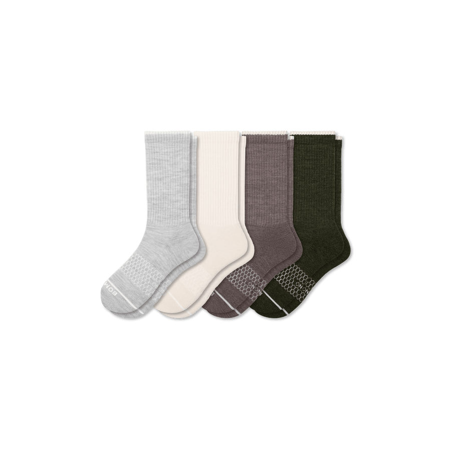 Men's Merino Wool Blend Calf Sock 4-Pack - Smooth Hike Rotation