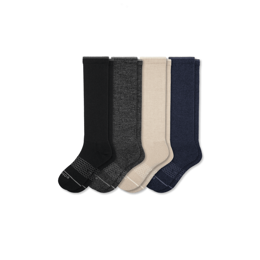 Women's Merino Wool Blend Knee-High Sock 4-Pack - Smooth Lounge Cushion