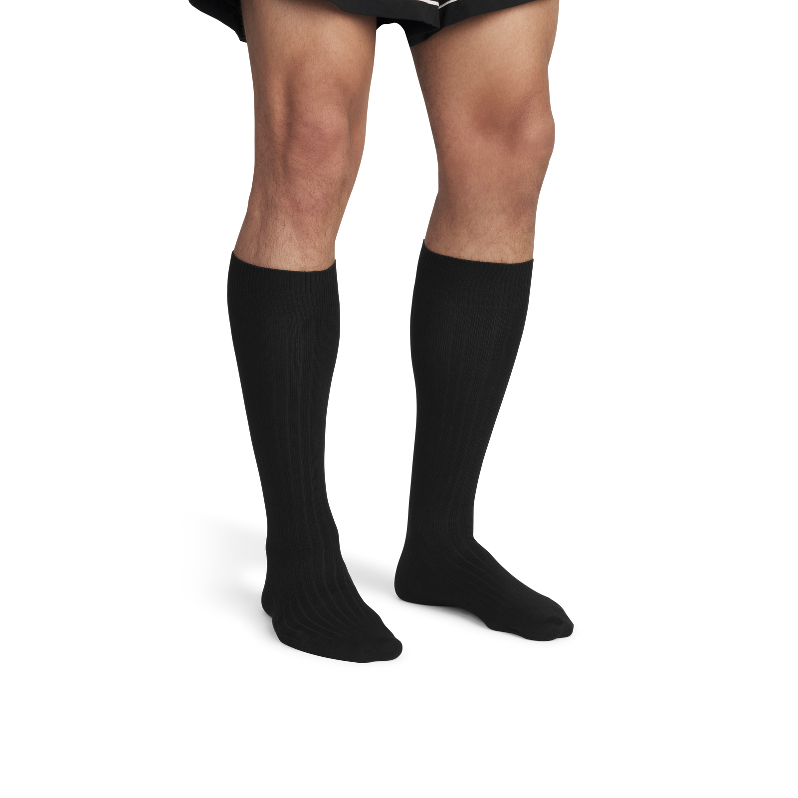 Ribbed Dress OTC Socks - Black MO1 [8806]